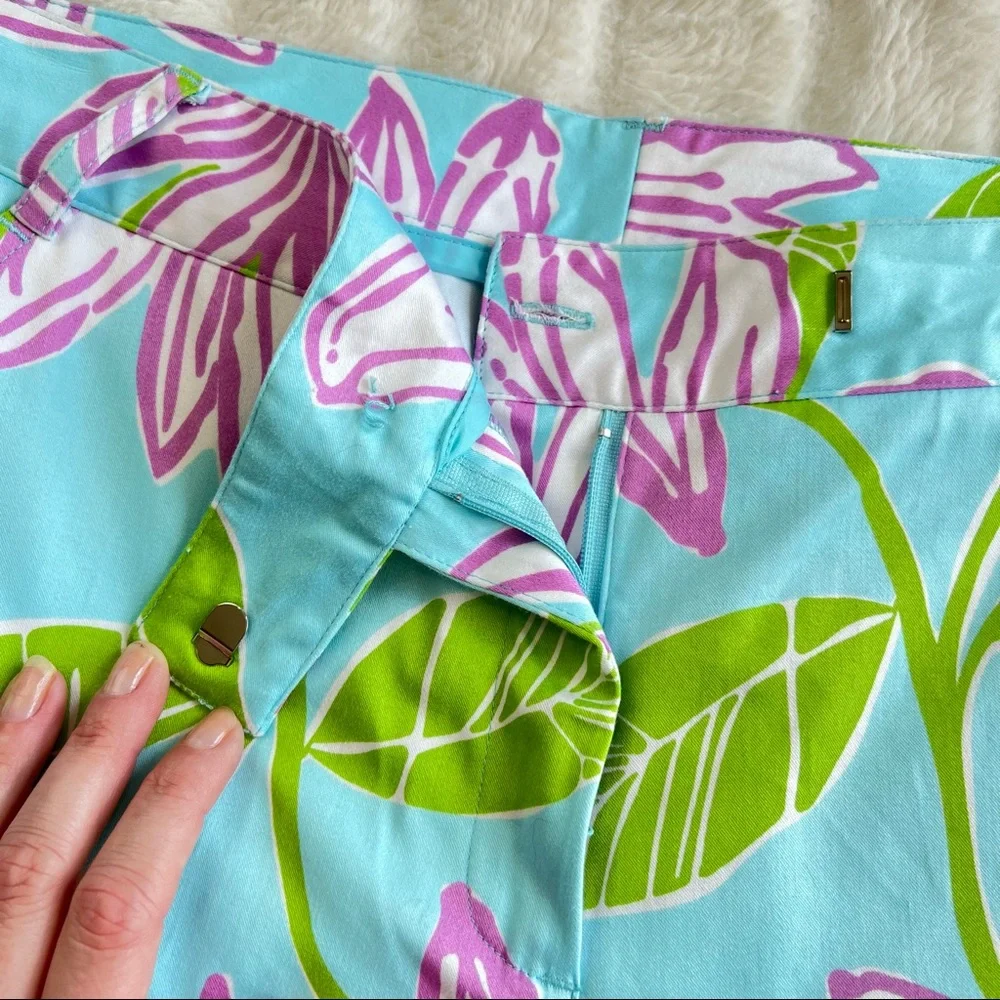 LILLY PULITZER bright floral vintage white label pants in To Paulie print - Picture 5 of 7